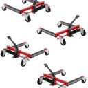 DEXSO Car Dolly Jack Set of 4, Heavy Duty 6,000 LBS Hydraulic Wheel Dolly Vehicle Skates Positioning Jack with Foot Pedal for Car Moving Maintenance, Red