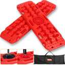 OULEME Off-Road Traction Boards with Jack Lift Base, Recovery Board for Sand, Mud, and Snow Tracks - Tire Traction Pads for RV Truck Jeep SUV (Red)