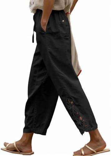 Acelitt Women Casual Lightweight Drawstring Elastic Waist Pants with Pockets, XXL