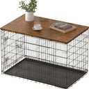 Piskyet Dog Crate Topper Wood Countertop for 48 42 36 30 24 inch Dog Cage, Dog Crate Cover,Dog Kennel Topper(Crate Not Include) (Rustic Brown, for 24 Inch Crate)