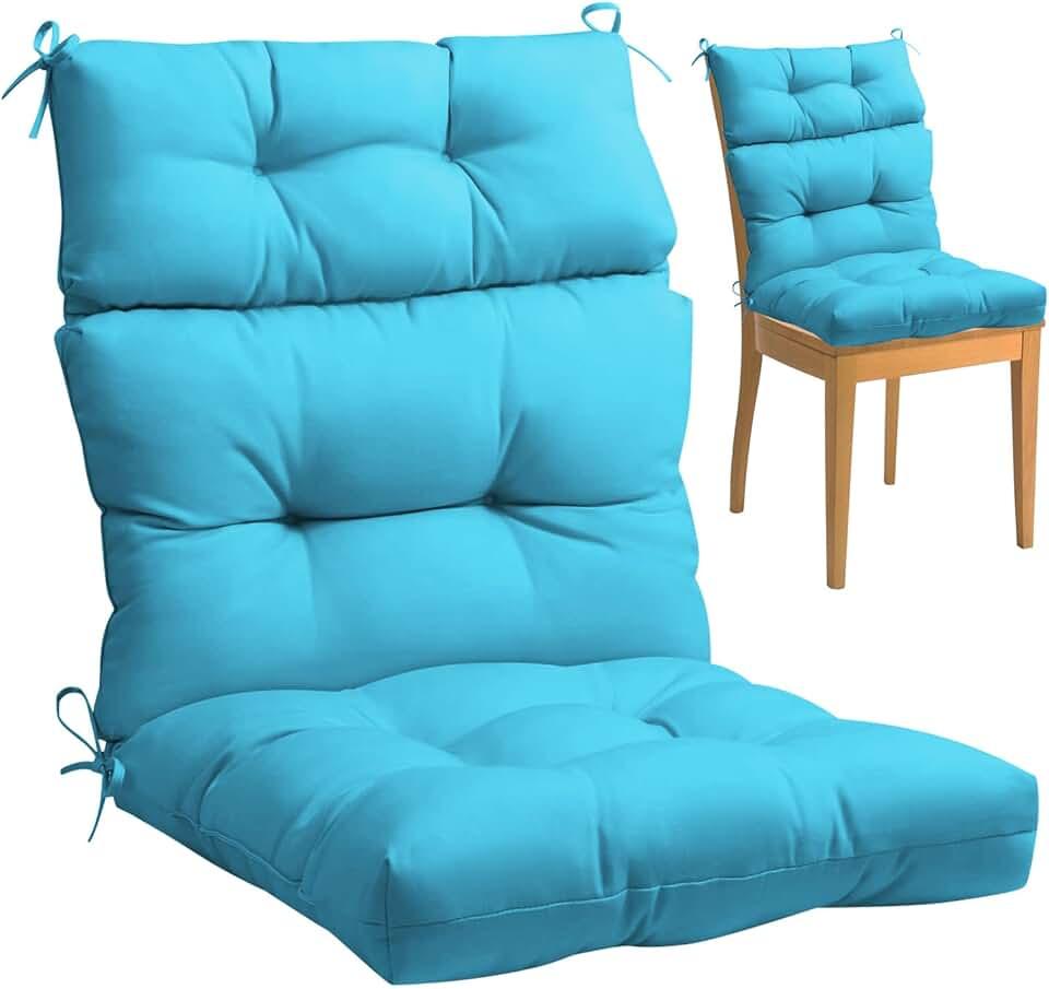 Rocking Chair Cushion 1 Pack, Non-Slip High Back Seat Pads with Ties, Indoor Outdoor Patio Rocker Chair Mat for Garden Living Room, Blue