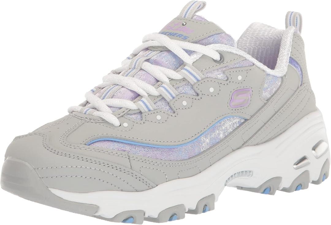 Skechers Women's D'lites Splendid Journey Sneakers (6, Lgmt=light Grey/Multi)