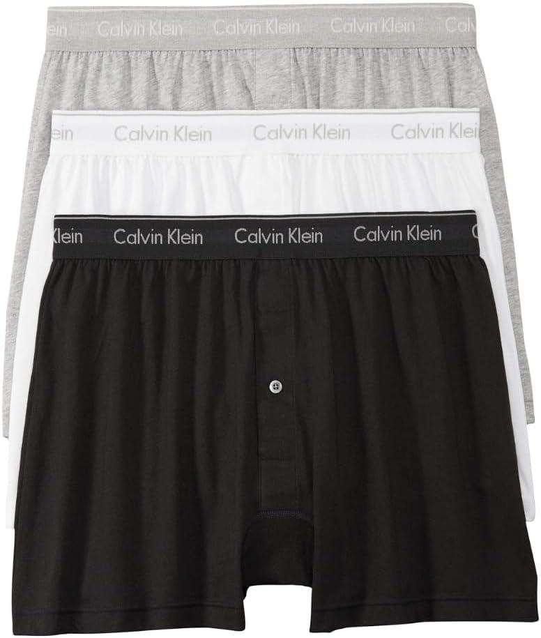 Calvin Klein Men's Cotton Classics 3-Pack Knit Boxer (Medium, Black, Grey Heather, White)