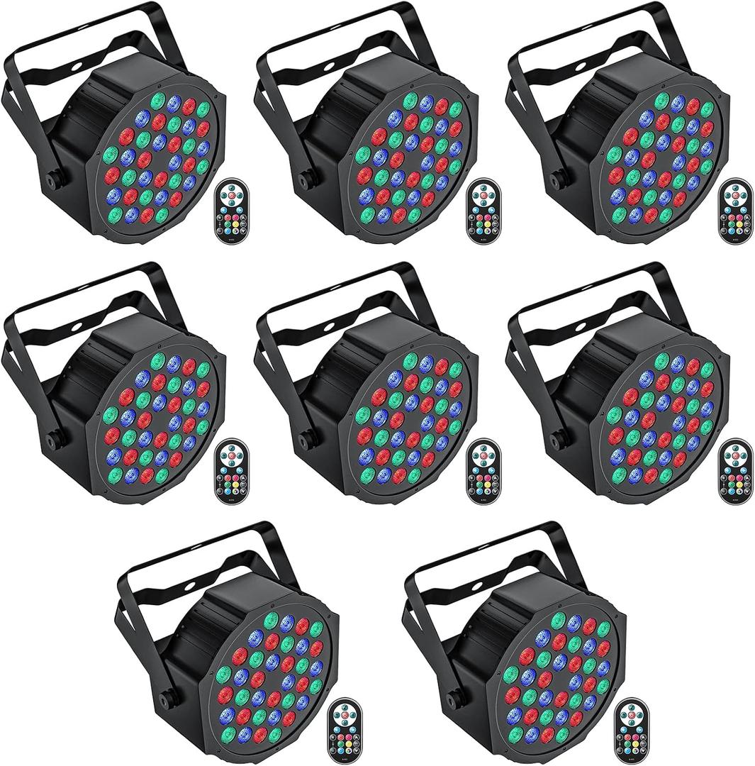 U`King LED Par Lights DJ Stage Light RGB 36 LED with Sound Activated Remote Control DJ Uplighting for Wedding Party Club Christmas Stage Lighting (8 Packs)