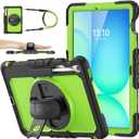SEYMAC stock Case for Samsung Galaxy Tab S10 FE+ Plus 5G Tablet Case 13.1'' Protective with Screen Protector, Pen Holder, 360 Rotate Stand, Hand Strap, Shoulder Strap, Green1