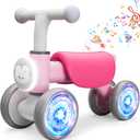 Toddler Toys Balance Bike for 1 Year Old Girl Gifts,4 Wheels Colorful Lighting with Music Baby First Bike,Toddler Girl Toys Balance Bike for 1st 2 Year Old Birthday Gifts (Pink)