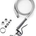 CWM Commercial Sink Sprayer with 45 Flexble Stainless Steel Hose, 1.42 GPM Pre Rinse Spray Valve with Ergonomic Handle, Commercial Sink Faucet Parts,Dishwasher Sprayer for Restaurants (Gray)