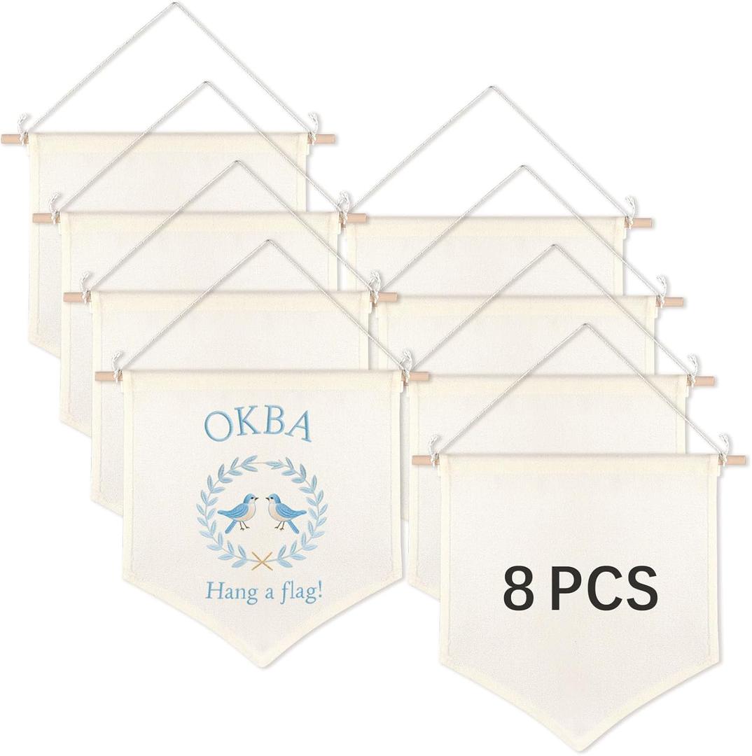 8 PCS Canvas Banners Wall Hanging Brooch Jewelry Storage Case Stand Enamel Pin Display, Sublimation blank Banner,Holder Earrings Necklace Pin Collection Organizer