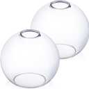 Glooglitter 2 Pack Fixture Replacement Globe Shade 8 Inch Diameter E26 Base 15/8 Inch Fitter Round Glass Globe Lampshade Cover for Pendant Wall Sconce Chandelier Vanity Light (Clear)