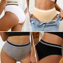 Eiggam Women's Cotton Bikini Panties,High-Cut Full Coverage Stretch Cool Underwear for Women (M)