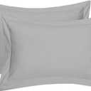 Crown Collection Silver Solid Free Size Pillow Shams Set of 2 - Hypoallergenic 500-TC 100% Egyptian Cotton Decorative Tailored Poplin Pillow Cover (Silver, Emperor/Oversize 20'' x 40'') (King / Cal-king 20x40")