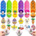 Yquqwn 24 Pcs Easter Fidget Spinners Pre-filled Easter Eggs Set Novelty Spinning Tops for Egg Hunt Stuffers and Basket Fillers Party Favors for Holiday Classroom Prizes