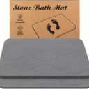 Stone Bath Mat, Diatomaceous Earth Shower Mat, Non-Slip Super Absorbent Quick Drying Bathroom Floor Mat, 2Pack,Grey, Pattern 1