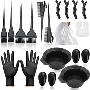 20 Pcs Hair Dye Brush and Bowl Set, Hair Dye Coloring Kit, Hair Coloring Bleaching, Hair Dye Tools for DIY Salon. Hair Tinting Bowl/Dye Brush/Ear Cover/Gloves/Tint Comb