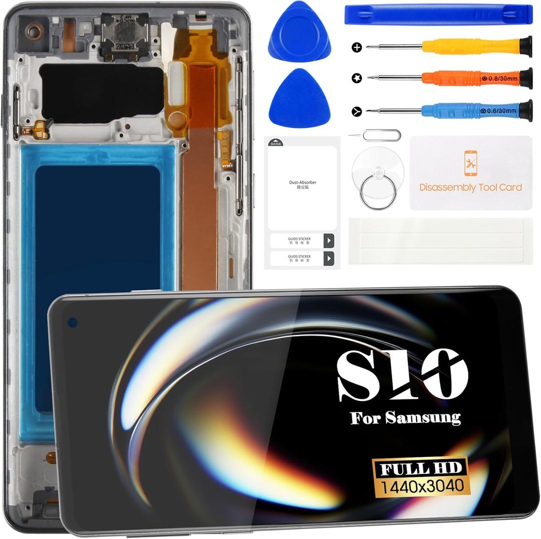 TFT for Samsung Galaxy S10 Screen Replacement for Samsung S10 LCD Digitizer Repair Kits for Samsung S10 Screen Replacement SM-G973U Touch Display Assembly with Frame (Without Fingerprint Function)