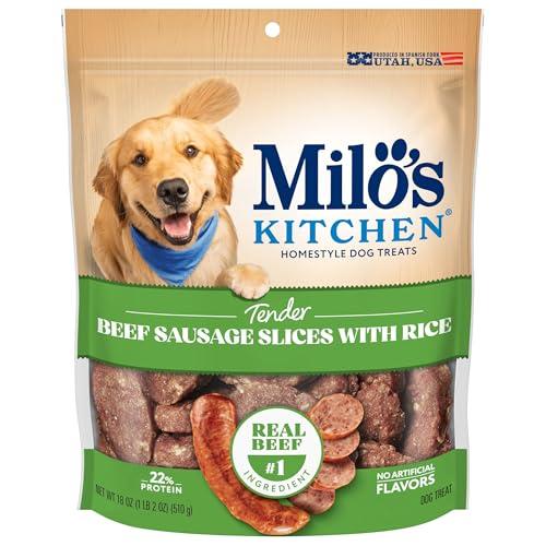 Milo's Kitchen Beef Sausage Slices With Rice Dog Treats, 18 Ounce (4pk) Best Before Date Aug 24, 2026