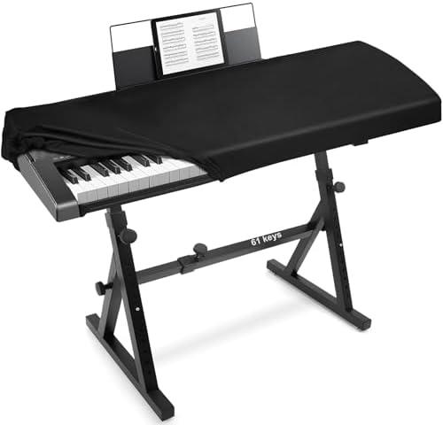 Explore Land Stretchy 61 Keys Piano Keyboard Dust Cover with Music Stand Opening for Digital Electronic Piano(61,Black)