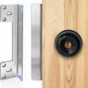 Door Latch Guard Plate 7 with 1 Offset Cover, Satin Nickel, Outswing Door Security Protector Shield, Heavy Duty Version, Door Knob/Deadbolt Latch Protector Plate (1 Pack)