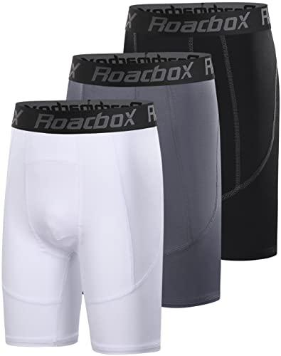 Roadbox Youth Boys Compression Shorts - Spandex Athletic Performance Underwear, Kids Running Base Layer for Football Baseball Size Medium