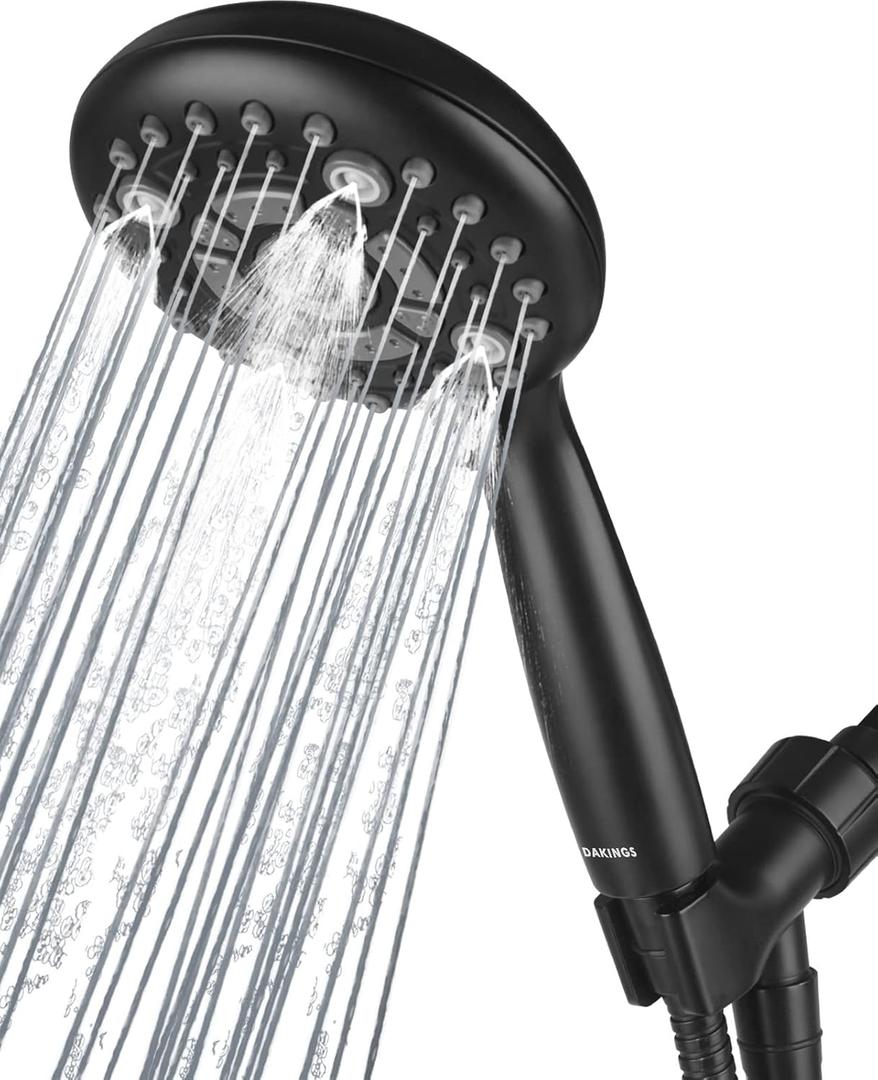 6 Spray Modes High Pressure Handheld Shower Base Upgraded 5 Inches Shower Head with Handheld Spray Matte Black Handheld Shower Head 60 Inches Stainless Steel Hose-Shower Door Bootom Seal Strip