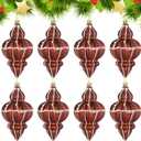 Soulchen Brown 8 Pcs 5.1 Inch Shatterproof Finial Christmas Ornaments Rustic Finial Vintage Ornaments Xmas Hanging Decor Christmas Tree Decorations for Holiday Farmhouse Home Decoration