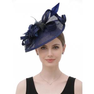 Fascinators Hats for Women, Derby Fascinator Headband, Lightweight Tea Party Hat, 2-in-1 Clip, Cocktail Wedding (Blue)
