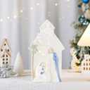 10 Inch Ceramic Nativity Set with Light, Nativity Scene for Christmas Indoor White Figurine Holiday Home Tabletop Decorations