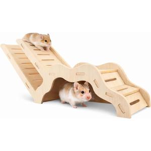 Large Size Syrian Hamster Explorer Set - Snap-Together Wooden Burrow with Panoramic Window,Natural Chew-Safe Design Decorative Landscaping Digging Peeping Hide Underground Fun for Cage Enrichment