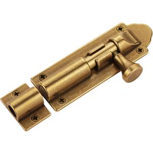Solid Cast Brass Barrel Bolt, Antique Brass Door Slide Latch Lock, Heavy Duty Gate Sliding Bolt Latch
