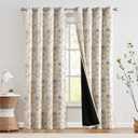jinchan Blackout Curtains 84 Inches Long Golden Foil Damask Medallion Window Curtains for Bedroom Grommet Thermal Insulated Drapes for Living Room Vintage Luxury Window Treatments Set 2 Panels, Size: 52"W x 84"L