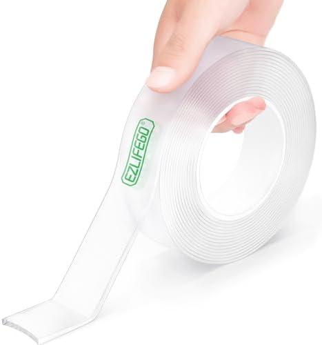 EZlifego Double Sided Tape Heavy Duty, Nano Double Sided Adhesive Tape, Clear Mounting Tape Picture Hanging Adhesive Strips (9.85FT)