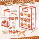 Sunnymove 24 Pcs Cheer Clear Plastic Gift Bags with Handles 10 x 7 x 3.1 Inch Reusable Clear Goodie Snack Treat Gift Bags with Ribbon for Cheerleader Teammates Sport Party Supplies (Basketball Bow)