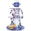 VorkiVecKi Outer Space Cupcake Stand - 3 Tier Astronaut Boy Birthday Cake Holder Decorations Dessert Pastry Shortcake Tiered Display Paper Tower for Baby Shower Blue Table Topper Decor Party Supplies