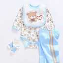 Reborn Baby Doll Clothes Boy 5pcs for 17- 18 inch Reborn Doll Boy Blue Outfit Set
