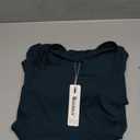 Newshows Women's Summer Square Neck Ribbed Knit Short/Long Sleeve A Line Flowy Midi Dress with Pockets, Small, Navy Blue