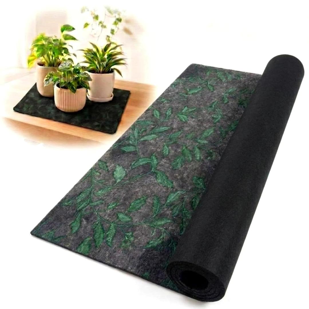 Breling 47.2" x 39.4" Automatic Plant Watering Mat, 3mm Thick Self Watering Capillary Mat with Green Plant Print, High Absorption for Hydroponics, Indoor Potted Plants, and Greenhouse Use