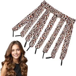 No Heat Curlers for Long Hair, Leopard Print Overnight Heatless Curls, Adjustable & Removable Heatless Curling for Long & Short Hair for Women and Girls