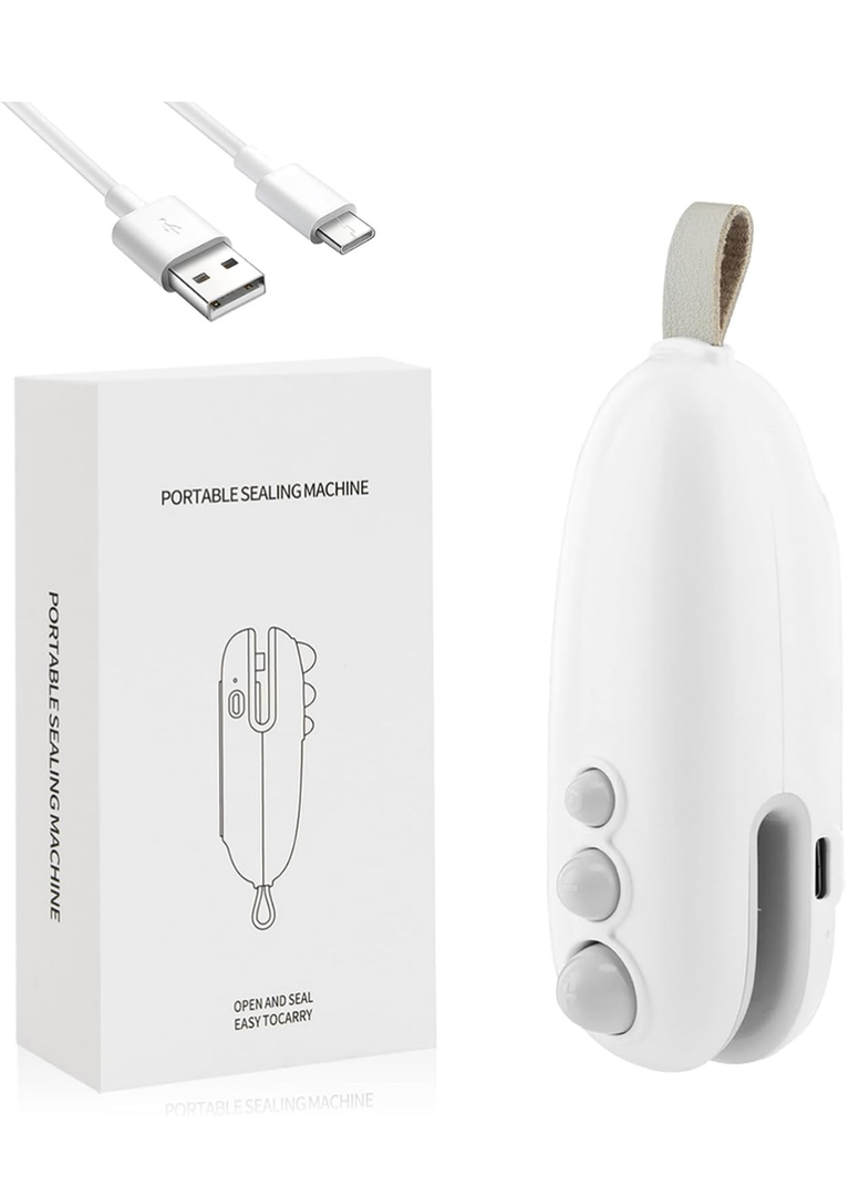 2 Pack Mini Bag Sealer, 2 in 1 Heat Sealer with Cutter, Snack Bag Sealer Portable Resealer Machine for Plastic Bags Food Storage