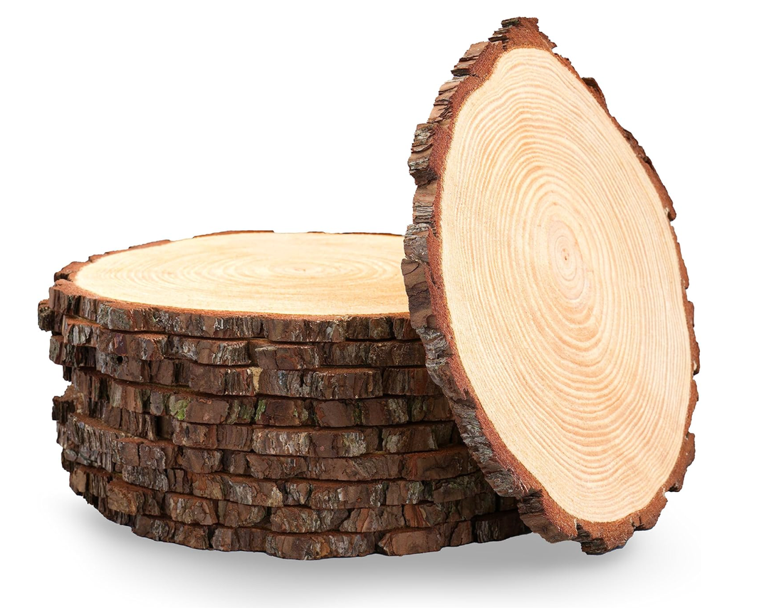 Set of 10 large wood slices, rustic wooden rounds for wedding centerpieces, event decor