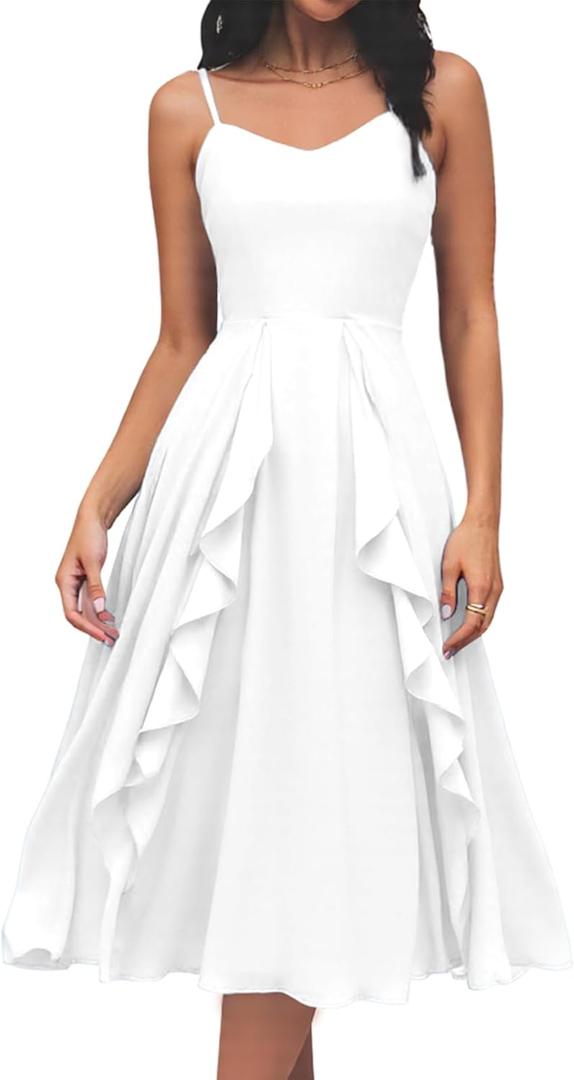 HomRain Women's Cocktail Tea Party Beach Dresses Formal Graduation Wedding Guest Chiffon Summer Evening Elegant Dress 2025 (XX-Large, White)