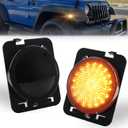 Front Fender LED Side Marker Lights for 2007-2019 J-e-e-p Wrangler JK, Full-lamp [Super-Bright] Amber LED Side Bumper Marker Lamps, Smoked Lens Side Markers Turn Signal Lights, 2 PCS