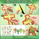 Gersoniel 24 Set St. Patrick's Day Cross Crafts Saint Patty's Day Hanging DIY Art and Craft Kits with Sticker Make Your Own Christian Irish Cross for Spring Sunday School Activity Supplies Decor