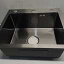 19.7 x 17.7 Inch Black Drop In Kitchen Sink,Stainless Steel Topmount Single Bowl Sink,Large Capacity Utility Workstation Sink With Soap Dispenser & Drain Basket