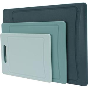 COOK WITH COLOR Non-Slip Cutting Board Set  Kitchen Essentials with Easy Grip Handle for Meat, Veggies, and Fruits, 3 Cutting Boards, Teal