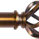 Brass Curtain Rods 18 to 88 Inches, 1 Inch Modern Drapery Rods, Adjustable Heavy Duty Curtain Rod, with Twisted Cage Finial for Home & Office (18"-88" Antique Brass)