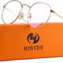 HJSTES Round Blue Light Glasses for Women Men Retro Circle Clear Lens Metal Frame Eyeglasses (A02 Rose Gold (Blue Light Blocking Lens))