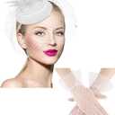 Geyoga 20s 50s Tea Party Hat Clip and Gloves Set Fascinator Hat for Women Funeral Pillbox Cocktail Clip with Veil