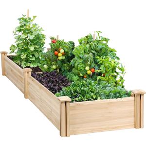 Yaheetech 82ft Wooden Horticulture Raised Garden Bed Divisible Elevated Planting Planter Box for Flowers/Vegetables/Herbs in Backyard/Patio Outdoor, Natural Wood, 95 x 25 x 11in (8ft x 2ft)