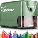 AFMAT Heavy Duty Electric Pencil Sharpener, Auto Stop Classroom Pencil Sharpeners for 6-11mm No.2/Colored Pencils, Standard/Large Pencils, Fast Sharpen in 3s, Sharp Point, Teachers Must Haves PSX3 (Green)