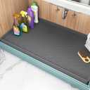 TigeJoy Under Sink Mat for Kitchen Cabinet 34" x 22", Upgraded Thick Silicone Waterproof Protector with Raised Edge, Anti-Leak Shelf Liner for Bathroom Tray Sink Organizers and Storage
